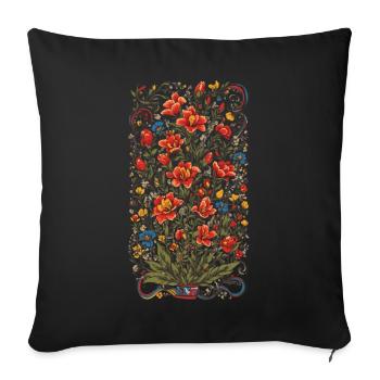 Colorful Floral Decoration Vintage Aesthetic Streetwear - Sofa pillowcase 17,3'' x 17,3'' (45 x 45 cm) - black - Front