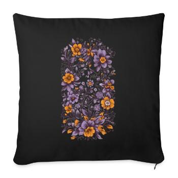 Décoration florale Design esthétique vintage - Housse de coussin décorative 45 x 45 cm - noir - Devant
