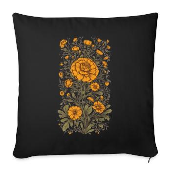 Tagetes Décoration Florale Esthétique Vintage Streetwear - Housse de coussin décorative 45 x 45 cm - noir - Devant