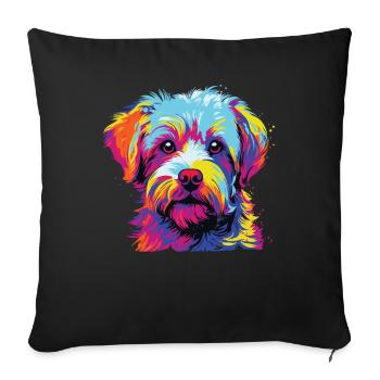 Watercolor Colorful Dandie Dinmont Terrier - Sofa pillowcase 17,3'' x 17,3'' (45 x 45 cm) - black - Front