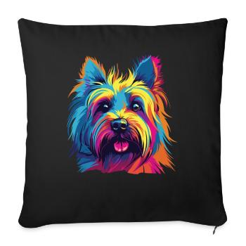Wasserfarben Farbenfroher Skye Terrier - Sofakissenbezug 45 x 45 cm - Schwarz - Vorne
