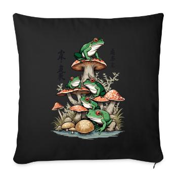Japanese Ukiyo-E Art Frog Streetwear - Sofa pillowcase 17,3'' x 17,3'' (45 x 45 cm) - black - Front