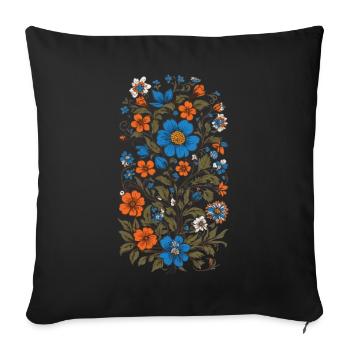 Floral Decoration Vintage Aesthetic Streetwear Design - Sofa pillowcase 17,3'' x 17,3'' (45 x 45 cm) - black - Front