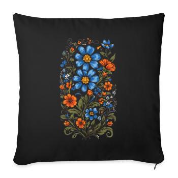 Floral Decoration Vintage Aesthetic Streetwear Design - Sofa pillowcase 17,3'' x 17,3'' (45 x 45 cm) - black - Front