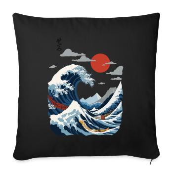 Japanese Ukiyo-E Art Sailboat Captain - Sofa pillowcase 17,3'' x 17,3'' (45 x 45 cm) - black - Front