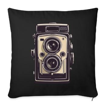 Vintage Photo Camera Aesthetic & Retro Camera - Sofa pillowcase 17,3'' x 17,3'' (45 x 45 cm) - black - Front