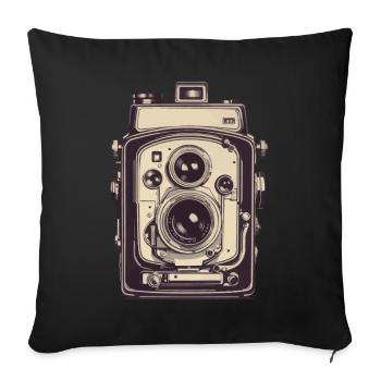 Appareil photo Vintage esthétique photographe rétro - Housse de coussin décorative 45 x 45 cm - noir - Devant