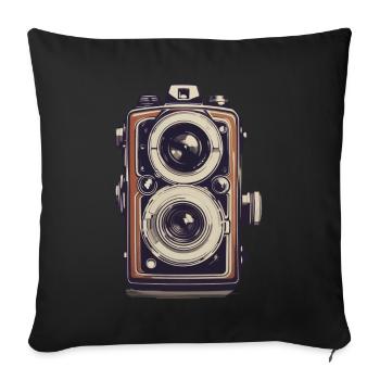 Appareil photo Vintage esthétique photographe rétro - Housse de coussin décorative 45 x 45 cm - noir - Devant