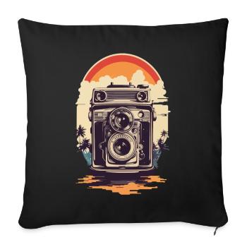 Vintage Photo Camera Aesthetic Photographer Retro - Sofa pillowcase 17,3'' x 17,3'' (45 x 45 cm) - black - Front