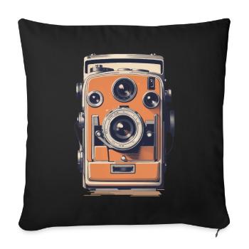 Appareil photo vintage esthétique rétro appareil photo - Housse de coussin décorative 45 x 45 cm - noir - Devant