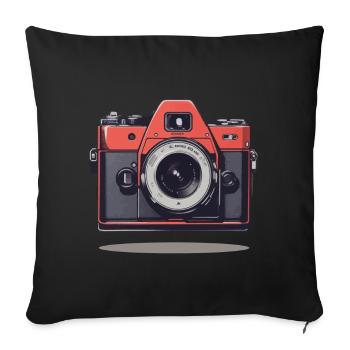 Appareil photo vintage esthétique appareil photo rétro - Housse de coussin décorative 45 x 45 cm - noir - Devant