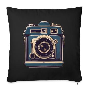 Vintage Photo Camera Aesthetic Retro Camera - Sofa pillowcase 17,3'' x 17,3'' (45 x 45 cm) - black - Front