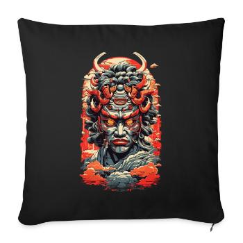Esthétique Yokai Oni Ukiyo-e Démon japonais - Housse de coussin décorative 45 x 45 cm - noir - Devant