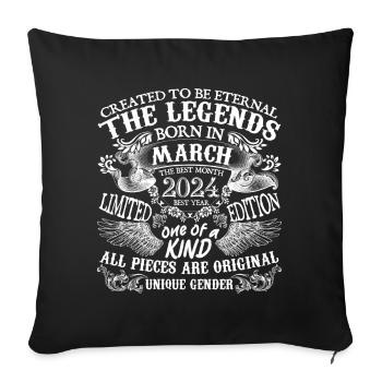 März 2024 Geburtstag 2024 März Bestes neues Jahr - Sofakissenbezug 45 x 45 cm - Schwarz - Vorne