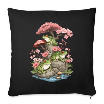 Goblincore Streetwear Esthétique Vintage Grenouille - Housse de coussin décorative 45 x 45 cm - noir - Devant