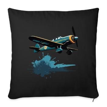 Modèle Avion Pilote Avion Hobby Design - Housse de coussin décorative 45 x 45 cm - noir - Devant