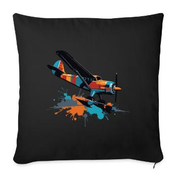 Model Airplane Pilot Airplane Hobby Airplane - Sofa pillowcase 17,3'' x 17,3'' (45 x 45 cm) - black - Front