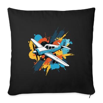 Modellflugzeug Pilot Flieger Flugzeug Hobby - Sofakissenbezug 45 x 45 cm - Schwarz - Vorne