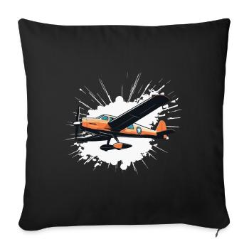 Modellflugzeug Pilot Flugzeug Hobby Flieger - Sofakissenbezug 45 x 45 cm - Schwarz - Vorne