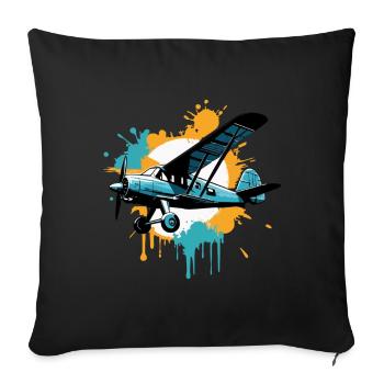 Model Airplane Pilot Airplane Airplane Hobby Design - Sofa pillowcase 17,3'' x 17,3'' (45 x 45 cm) - black - Front