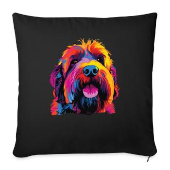 Colorful Russian black terrier - Sofa pillowcase 17,3'' x 17,3'' (45 x 45 cm) - black - Front