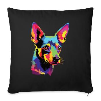 Wasserfarben Farbenfroher Portuguese Podengo - Sofakissenbezug 45 x 45 cm - Schwarz - Vorne
