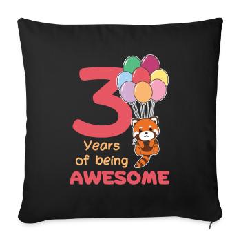 Panda roux pour les enfants de 3 ans - Housse de coussin décorative 45 x 45 cm - noir - Devant