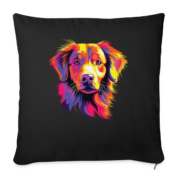 Watercolor Colorful Nova Scotia Duck Tolling - Sofa pillowcase 17,3'' x 17,3'' (45 x 45 cm) - black - Front