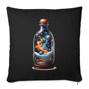 Weltall in Flasche Boho-Style Bohemian Streetwear - Sofakissenbezug 45 x 45 cm - Schwarz - Vorne