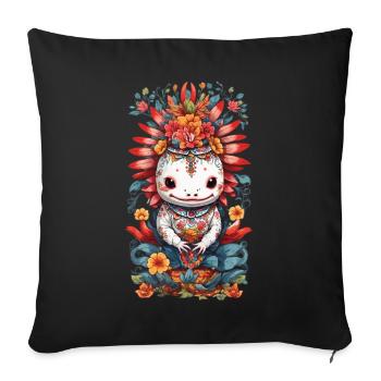 Esthétique mexicaine Floral Axolotl pour animaux de compagnie - Housse de coussin décorative 45 x 45 cm - noir - Devant