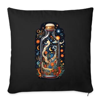 Blumen Weltraum in Flasche Boho-Style Ästhetik - Sofakissenbezug 45 x 45 cm - Schwarz - Vorne