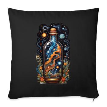 Galaxie en bouteille Boho Style esthétique - Housse de coussin décorative 45 x 45 cm - noir - Devant