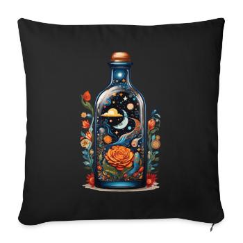 Floral Outer Space Boho Style Aesthetic - Sofa pillowcase 17,3'' x 17,3'' (45 x 45 cm) - black - Front