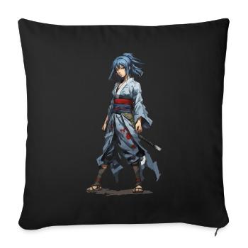 Anime Girl Kunoichi Japanischer Ninja - Sofakissenbezug 45 x 45 cm - Schwarz - Vorne