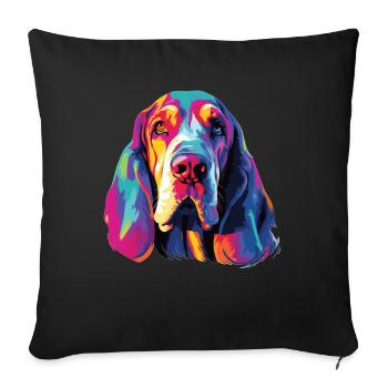 Aquarelle Colorée Basset Bleu de Gascogne - Housse de coussin décorative 45 x 45 cm - noir - Devant