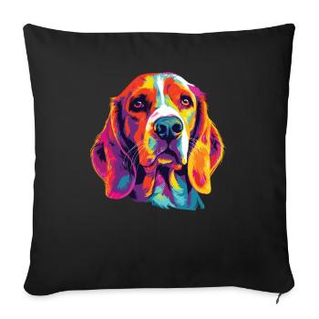 Watercolor Colorful Beagle Harrier - Sofa pillowcase 17,3'' x 17,3'' (45 x 45 cm) - black - Front