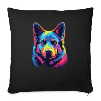Watercolor Colorful Norwegian Elkhound - Sofa pillowcase 17,3'' x 17,3'' (45 x 45 cm) - black - Front