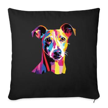 Wasserfarben Farbenfroher Italienisches Windspiel - Sofakissenbezug 45 x 45 cm - Schwarz - Vorne