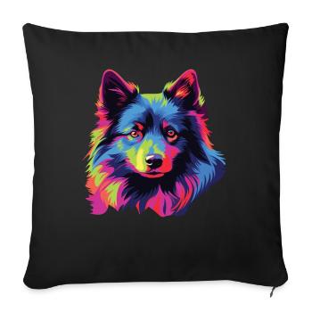 Aquarelle colorée Schipperke - Housse de coussin décorative 45 x 45 cm - noir - Devant