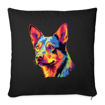 Watercolor Colorful Australian Kelpie - Sofa pillowcase 17,3'' x 17,3'' (45 x 45 cm) - black - Front