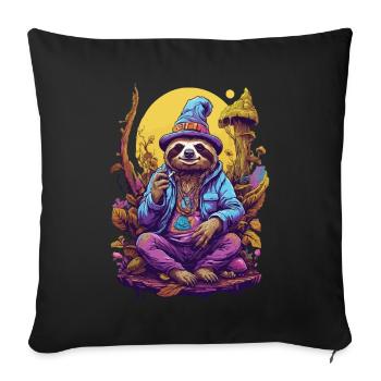 Paresseux Art psychédélique Woodland Mushrooms Music Festival - Housse de coussin décorative 45 x 45 cm - noir - Devant