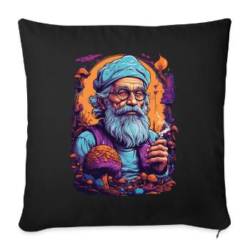 Lebendige Farben Wald Pilze Psychedelic Art - Sofakissenbezug 45 x 45 cm - Schwarz - Vorne