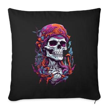 Champignons du Festival de musique de crâne d’Art psychédélique - Housse de coussin décorative 45 x 45 cm - noir - Devant
