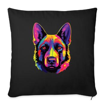 Watercolor Colorful Norwegian Elkhound - Sofa pillowcase 17,3'' x 17,3'' (45 x 45 cm) - black - Front