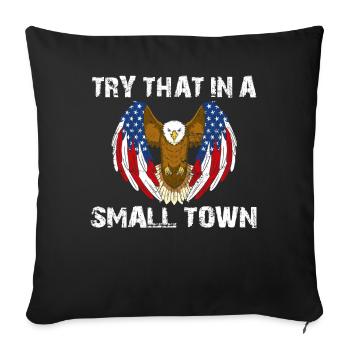Petite ville américaine rétro aigle Vintage - Housse de coussin décorative 45 x 45 cm - noir - Devant