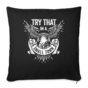 Petite ville américaine rétro aigle Vintage - Housse de coussin décorative 45 x 45 cm - noir - Devant