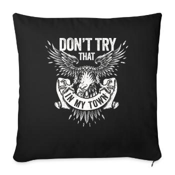 Petite ville américaine rétro aigle Vintage - Housse de coussin décorative 45 x 45 cm - noir - Devant