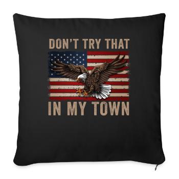 Petite ville américaine rétro aigle Vintage - Housse de coussin décorative 45 x 45 cm - noir - Devant