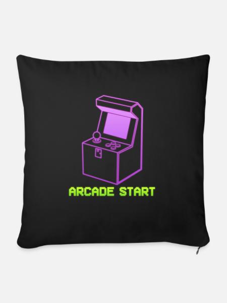 Arcade Start Computerfreak - Sofakissenbezug 45 x 45 cm - Schwarz