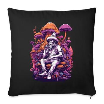 Couleurs vives champignons de la forêt musique Festival Art - Housse de coussin décorative 45 x 45 cm - noir - Devant